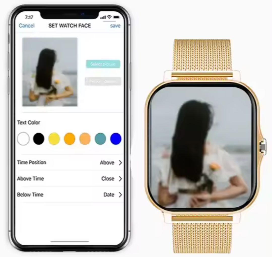 Damen Smartwatch für iOS/Android, misst Herzfrequenz & Blutdruck, mit stilvollem silbernem Gehäuse.