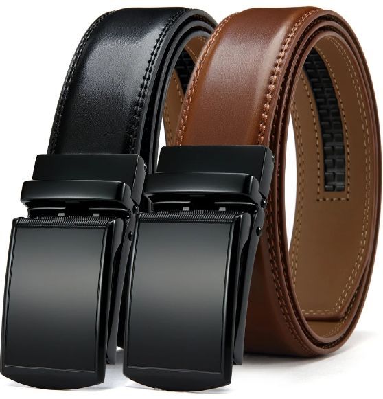Schwarzer Herrengürtel mit automatischer Schnalle für perfekten Sitz und eleganten Business-Look.