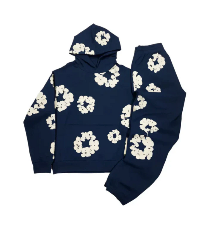 Hochwertiger Unisex Trainingsanzug mit modernem Blumenprint. Sportliches Outfit für Damen und Herren.