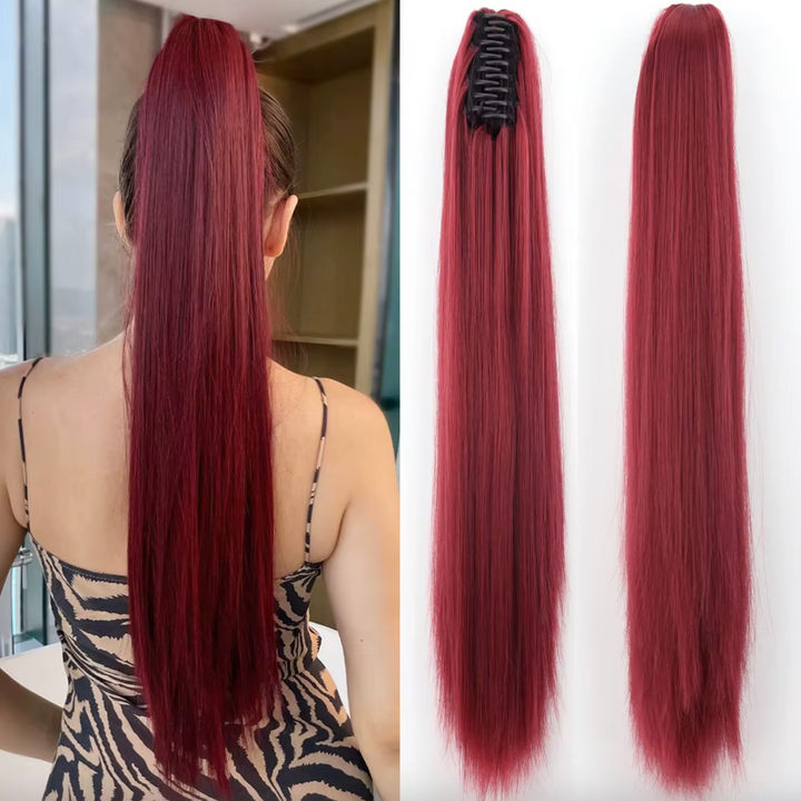 Schnelle Pferdeschwanz Haarverlängerung Veloura 55cm, verwandelt Ihr Haar im Nu mit Länge & Volumen.