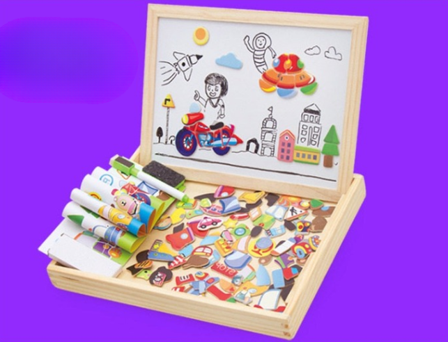 Kinder Magnetspiel & Zeichentafel aus Holz. Pädagogisches Lernspielzeug für Spiel, Bildung und Kreativität.