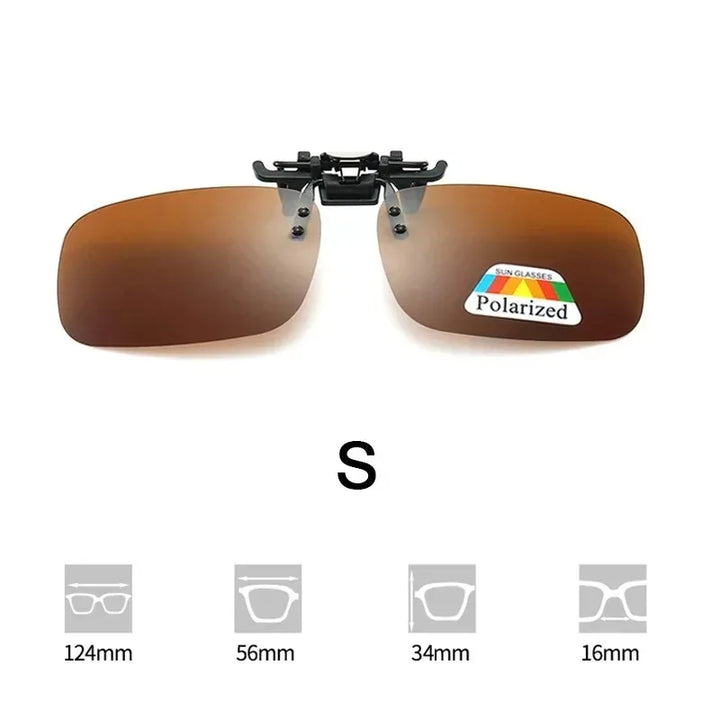 Universelle Clip-On Sonnenbrille polarisiert, passend für diverse Brillenmodelle, effektiver UV- und Blendschutz.