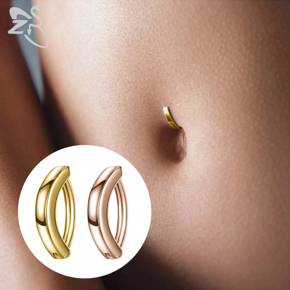 Elegantes Damen Bauchnabelpiercing aus glänzendem 925er Sterlingsilber, ideal als Sommeraccessoire.