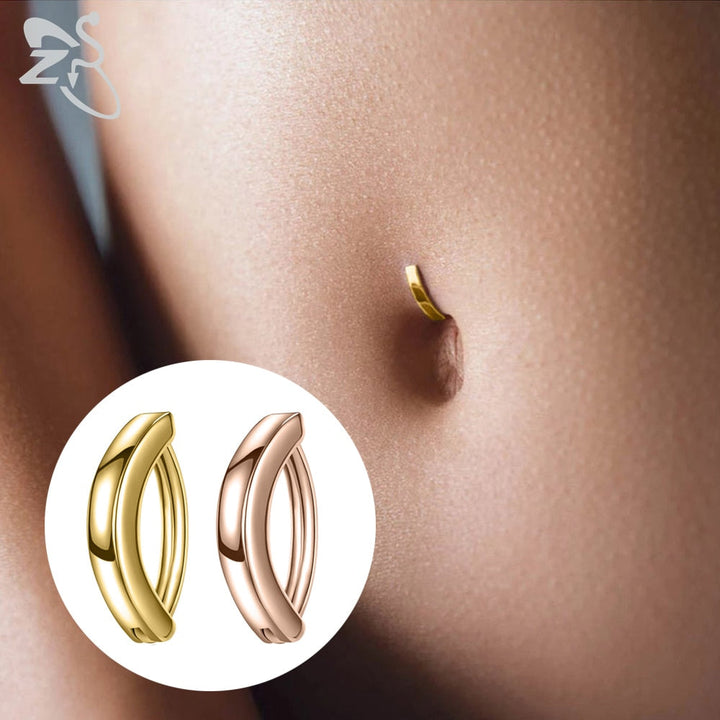 Elegantes Damen Bauchnabelpiercing aus glänzendem 925er Sterlingsilber, ideal als Sommeraccessoire.