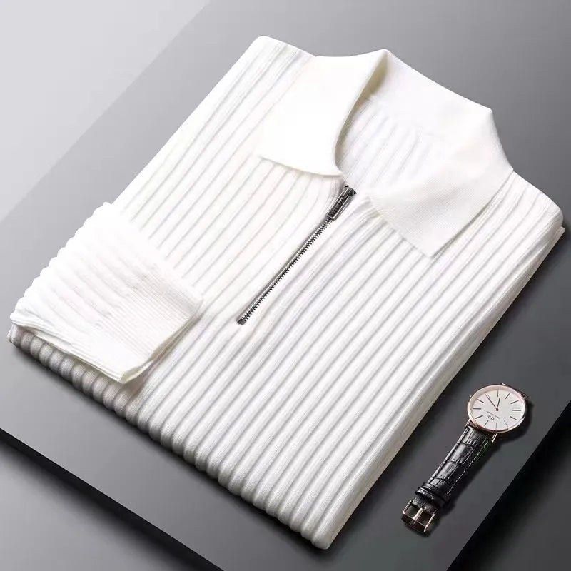 Vielseitiger Herren Polopullover mit Reißverschluss für jede Jahreszeit. Eleganter Langarm-Basic für stilbewusste Männer.