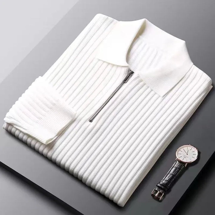 Vielseitiger Herren Polopullover mit Reißverschluss für jede Jahreszeit. Eleganter Langarm-Basic für stilbewusste Männer.