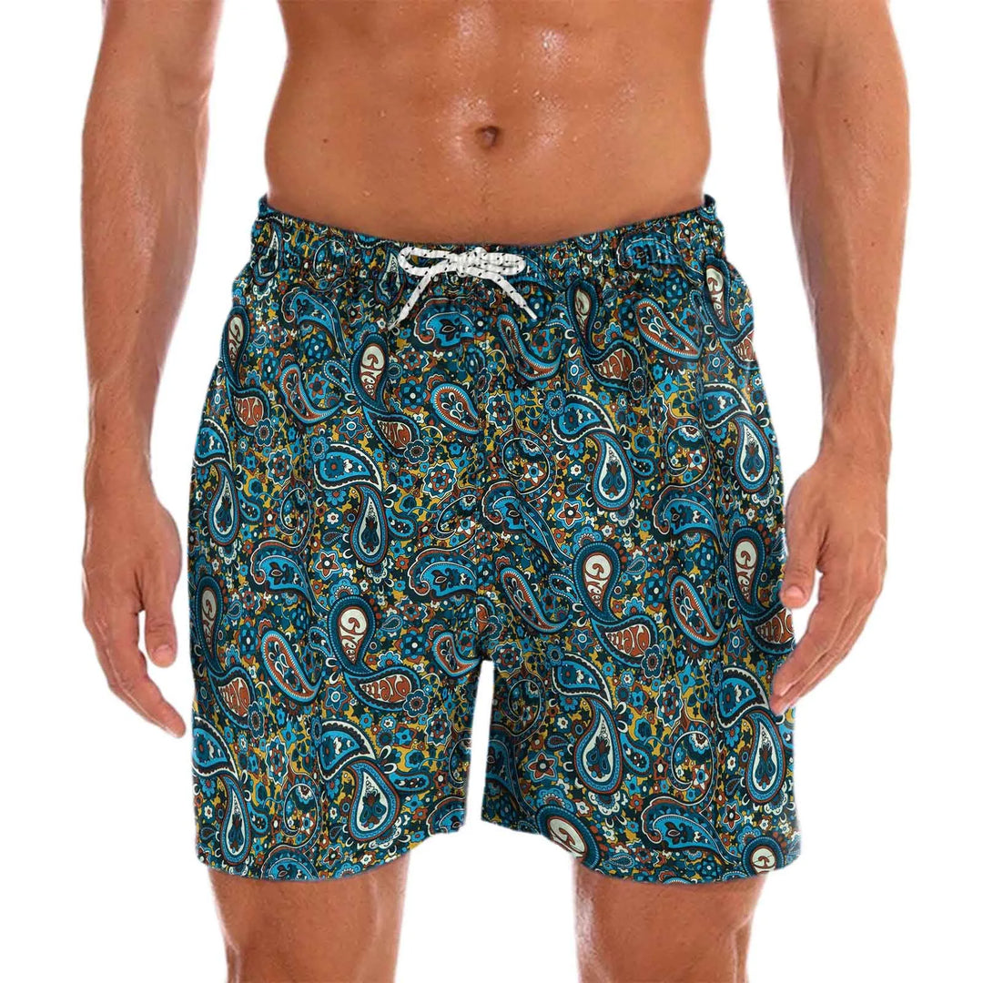 Herren Badehose Milo mit lebhaftem, buntem Muster für Sommer-Style am Strand oder Pool. Bequeme Schwimmshorts.