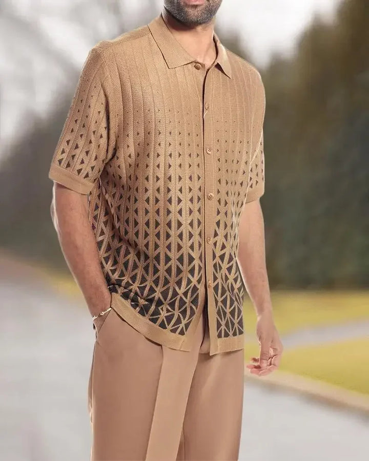 Herren Zweiteiler Casual: Modernes Hemd und Hose in Weiß, ideal für einen frischen Look.