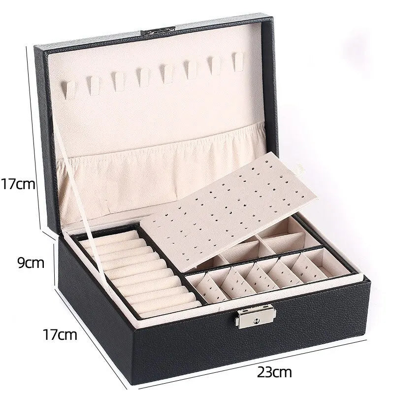 Rosa Schmuckbox aus Leder für Damen, ideal zur sicheren Schmuckaufbewahrung und Organisation.