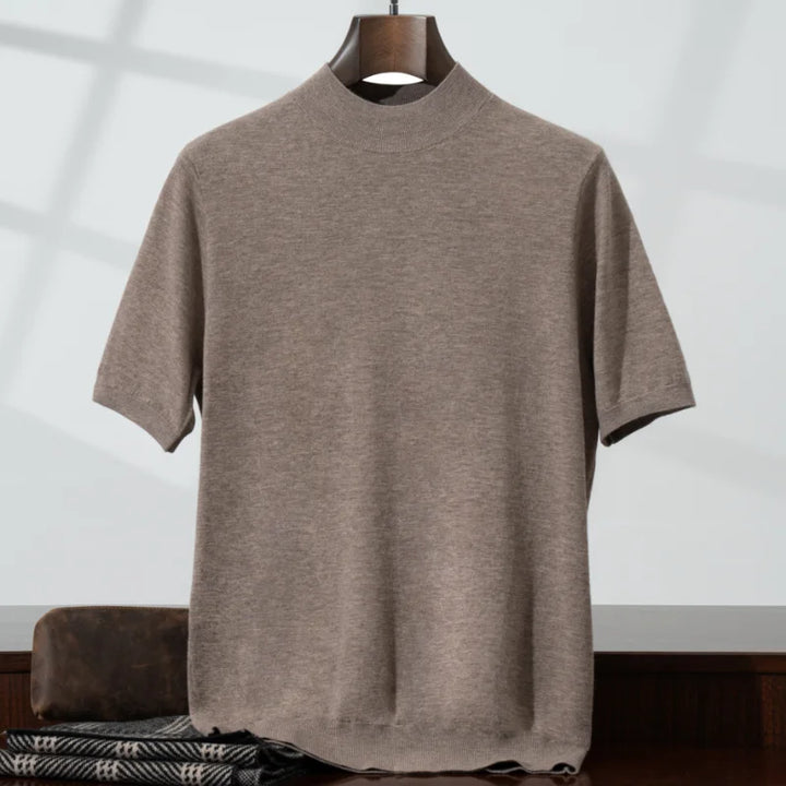 Herren Kurzarm Strickpullover mit Stehkragen, elegant & bequem, ideal für Frühling/Sommer Freizeit & Alltag.