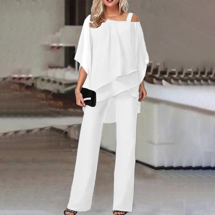 Glamouröses Damen Party Outfit: elegantes Zweiteiler Set mit Cold-Shoulder für besondere Anlässe.