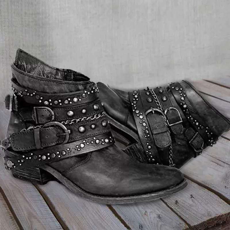 Komfortable Vintage Slip-On Damenstiefel. Ideal für Alltag & Freizeit, Herbst- & Wintermode.