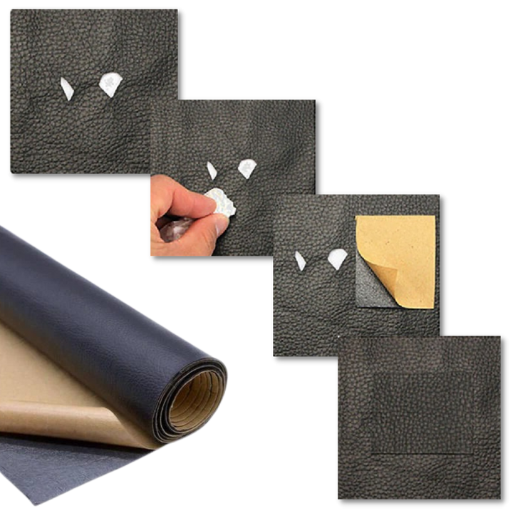 Roter selbstklebender Lederflicken für schnelle DIY-Möbelreparaturen & Lederpflege.