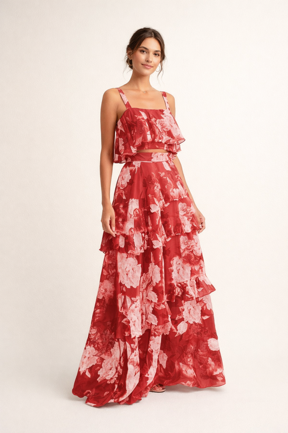 Leichtes, luftiges Damen Set mit floralem Blumenmuster. Perfekt als Sommer Outfit für Damen.