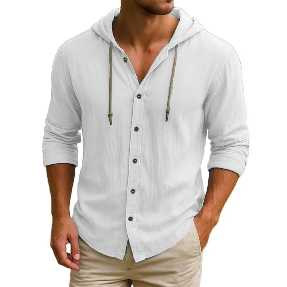 Herren leichtes Langarm Kapuzenhemd, ideal für Sommer & Freizeit, bequem & lässig.