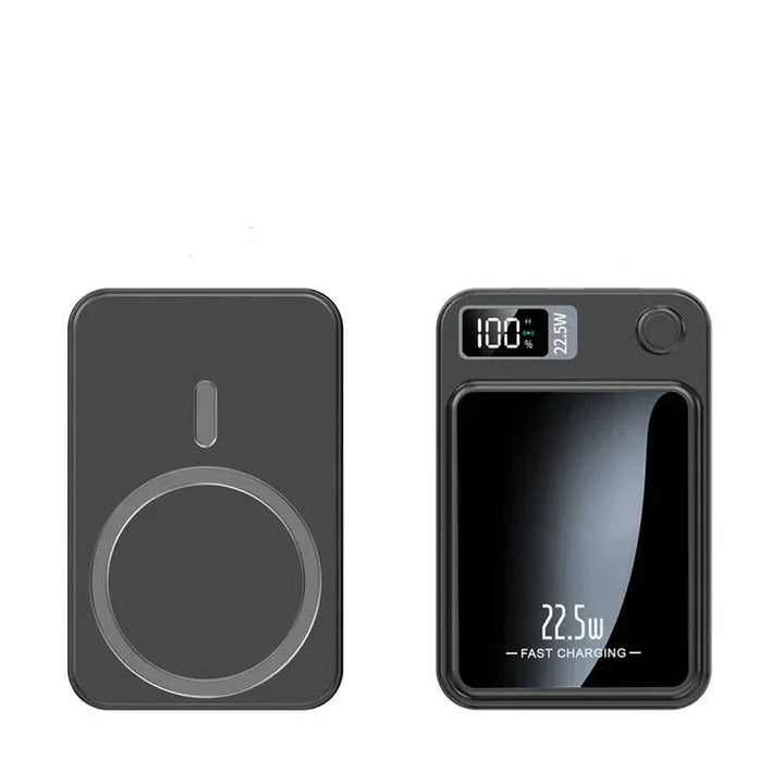 Design Powerbank grün, kabellos, magnetisch, 22.5W Schnellladen, für moderne Handys.