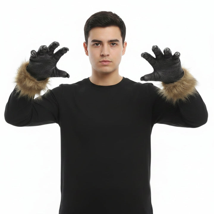 Realistische Werwolf-Krallenfinger-Handschuhe als kreatives Accessoire für dein Halloween-Monsterkostüm.