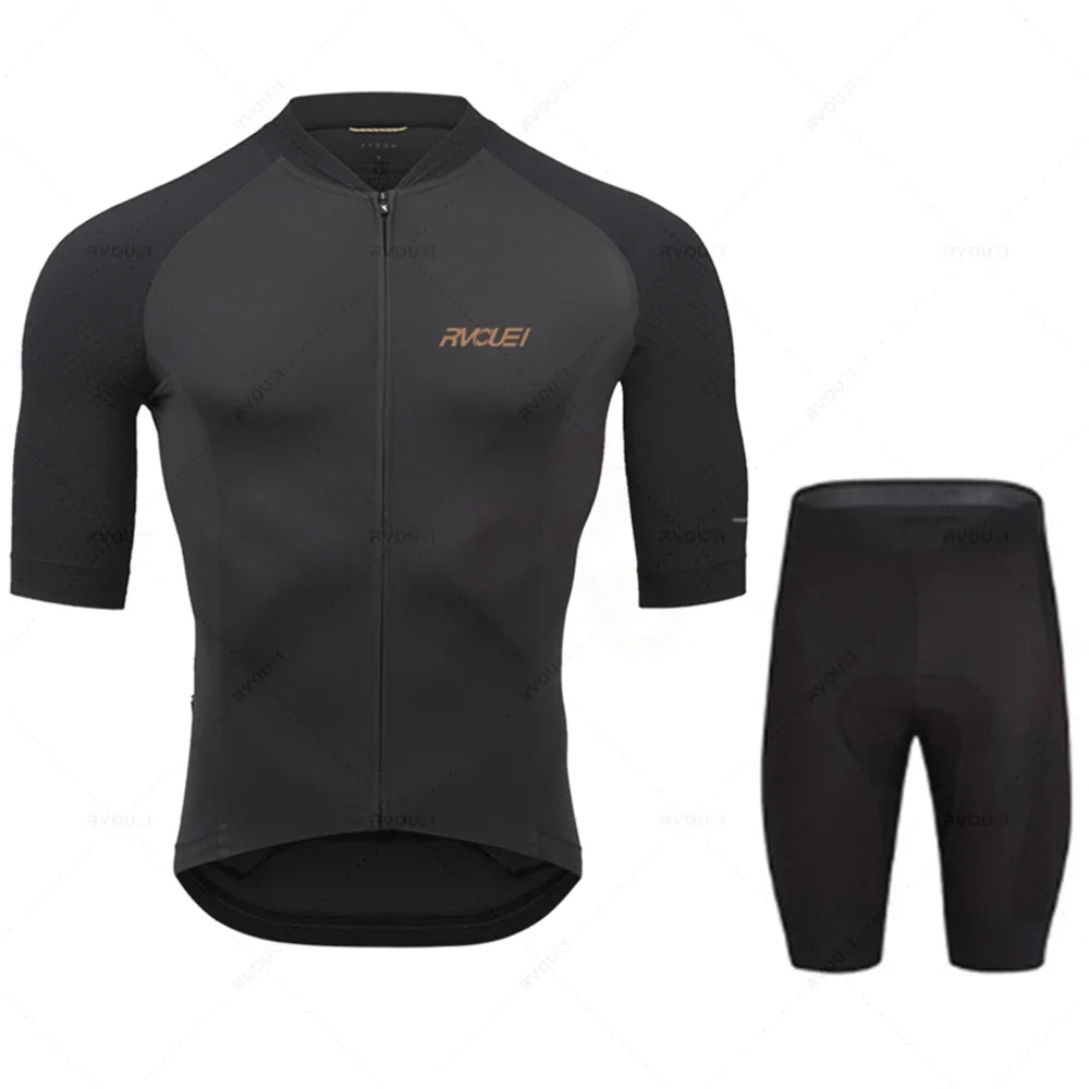 Stylisches Herren Radtrikot Set, schnelltrocknend, für Rennrad- und MTB-Fahrer im Sommer.