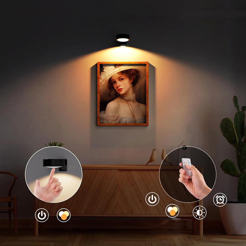 Elegante LED Kunstbeleuchtung, dimmbare Bilderleuchte, warmweiß, kabellos, ideal für Gemälde & Fotos.