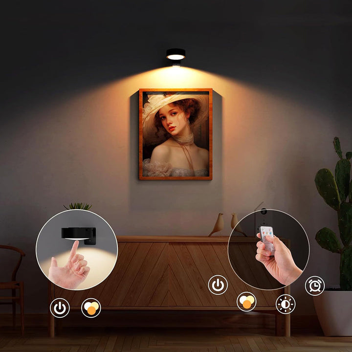 Elegante LED Kunstbeleuchtung, dimmbare Bilderleuchte, warmweiß, kabellos, ideal für Gemälde & Fotos.