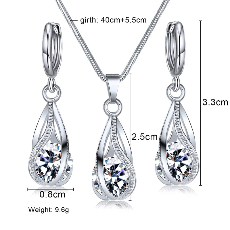 Damen Schneeflocken Halskette & Ohrringe Set, Sterlingsilber mit Zirkon, festlicher Winter-Schmuck.