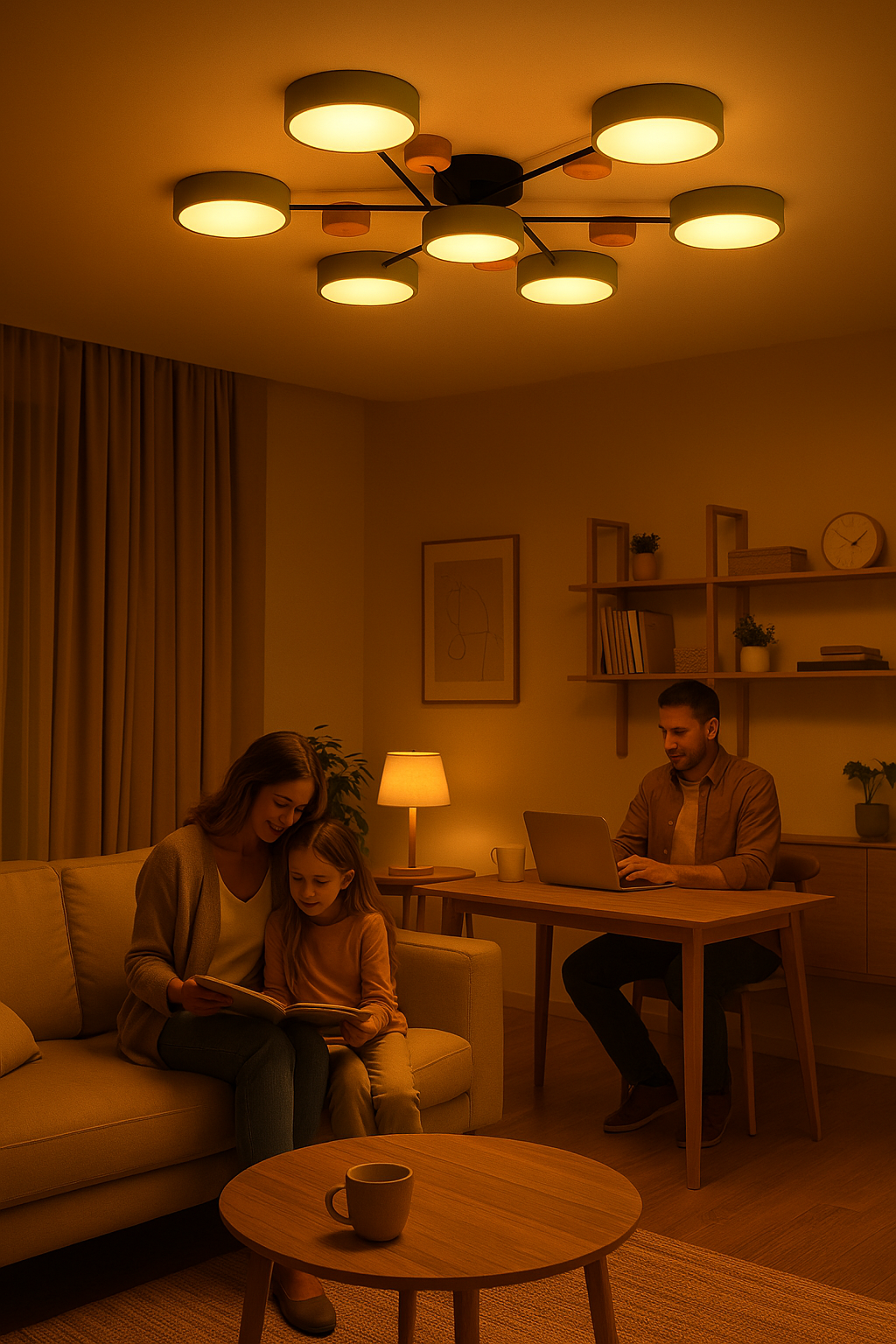 Minimalistische Deckenleuchte mit LED-Technik, perfekt für modernes Interieur.