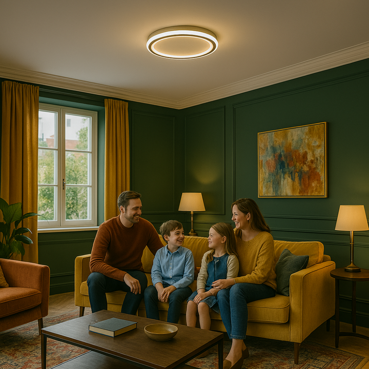 Energieeffiziente Flurbeleuchtung: Moderne LED Deckenleuchte, rund und dimmbar.