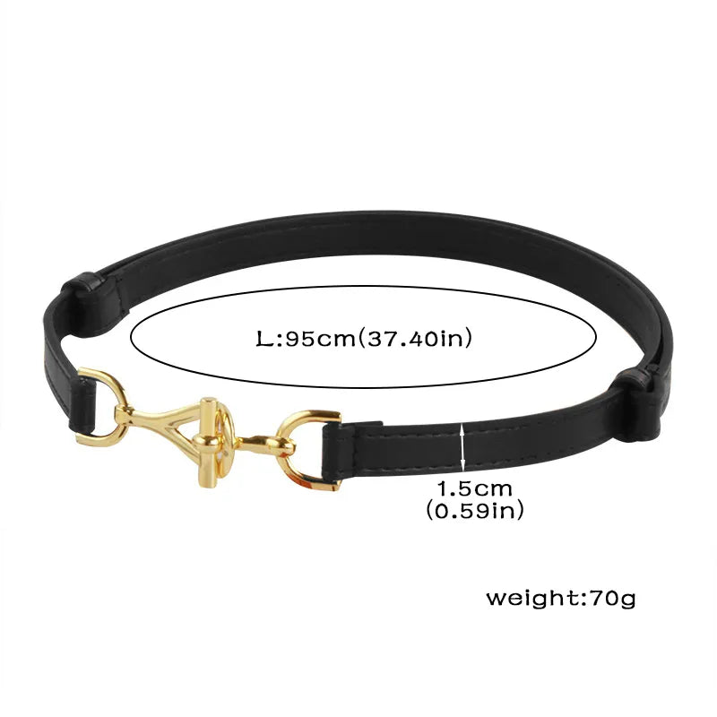 Goldene Schnalle & schmal: Eleganter Damengürtel, verstellbar, für Kleider.