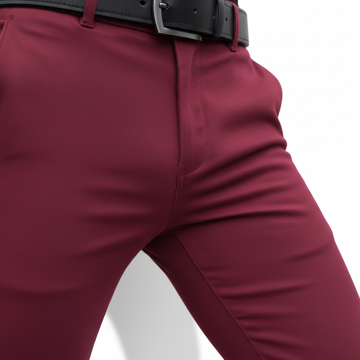 Verschluss der Pascal Slim Fit Herrenhose: Robuster Knopf & Reißverschluss, langlebig & stilvoll verarbeitet.