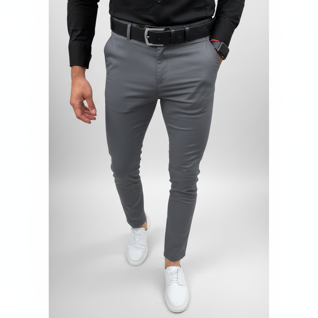 Gefaltete Pascal Slim Fit Herrenhose: Pflegeleichte Business- & Freizeithose, ideal für Reisen & Ordnung.
