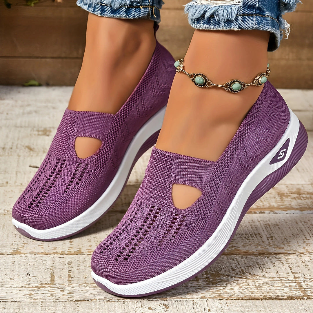 Lila Damen Slip-On Komfortschuhe, orthopädisch, leicht & bequem für Frühling und Sommer.