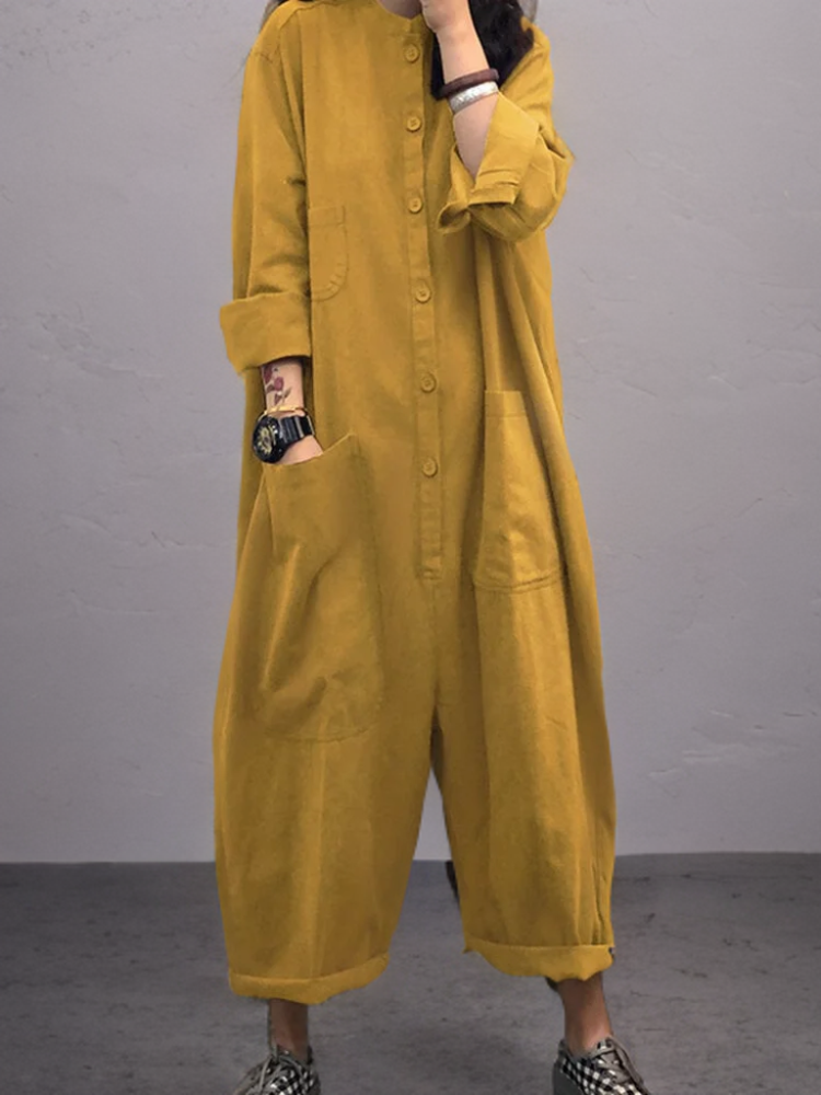 Damen Oversized Langarm Jumpsuit Amara für entspannten Casual Chic, ideal für Freizeit und Alltag.