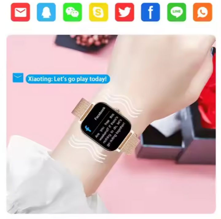 Die vielseitige StyleTrack Damen Smartwatch mit Fitness-Tracker, elegant und ideal für jeden Anlass.