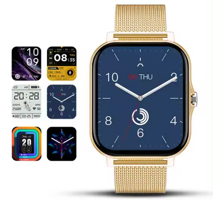 Detailansicht der StyleTrack Damen Smartwatch mit hellem Display und schlankem, modernem Design.