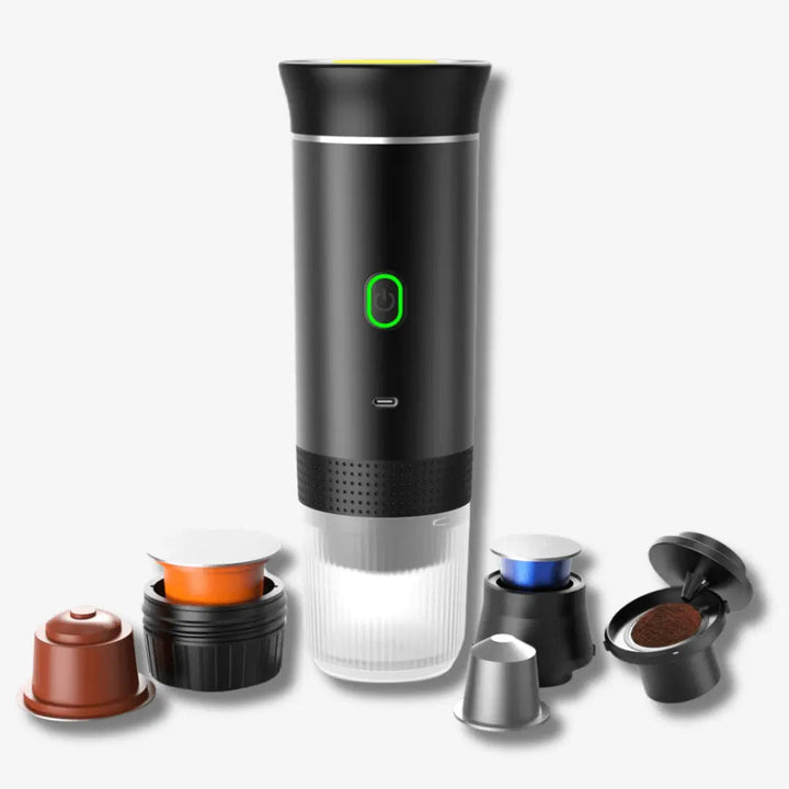 Kompakte, tragbare Espressomaschine für unterwegs, ideal für Reise, Büro & Outdoor. Genieße frischen Espresso überall.