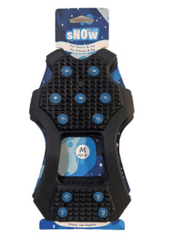 Flexible Schuhspikes, schwarz, einfach über Schuhe zu ziehen für mehr Sicherheit im Winter.