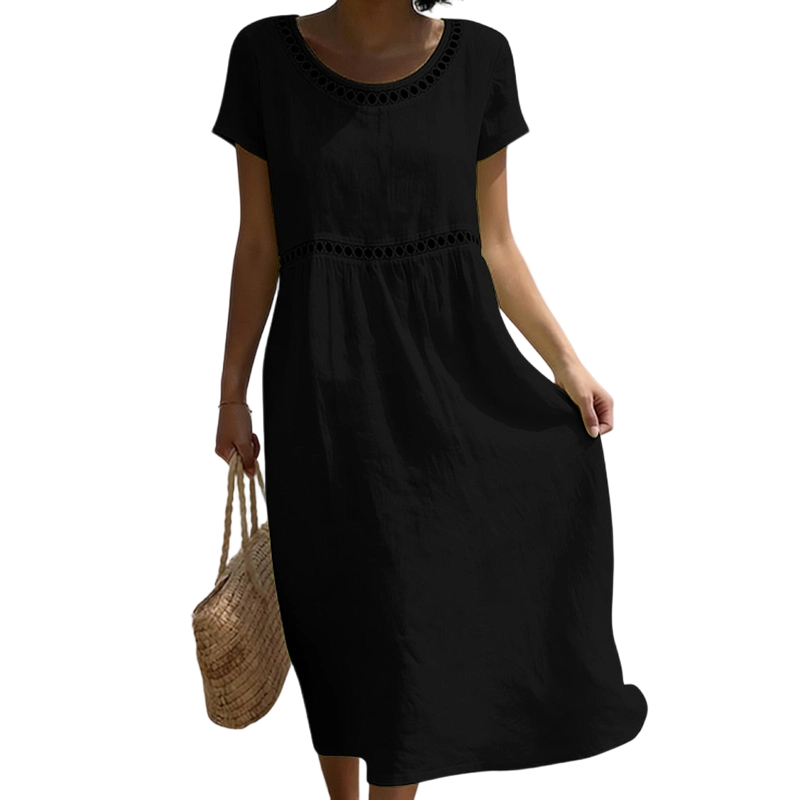 Schmeichelndes A-Linien Sommer Midikleid für Damen, mit filigranem Spitzenbesatz, ideal für jede Figur.