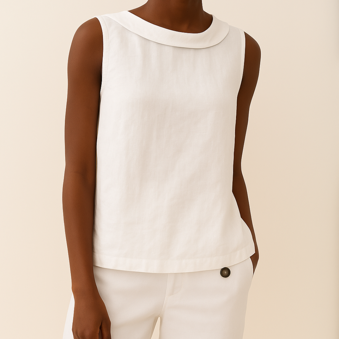 Minimalistisches Damen Sommer Top mit Rollkragen für einen modernen, bequemen Freizeit-Stil.