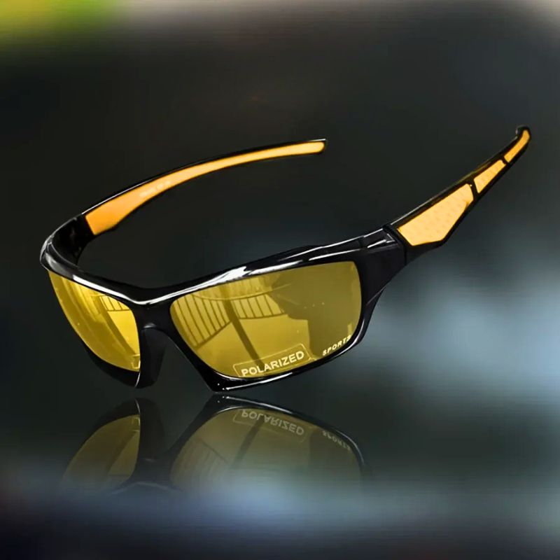 Detailansicht der modernen, polarisierten Herren-Sonnenbrille mit ergonomischem Design.