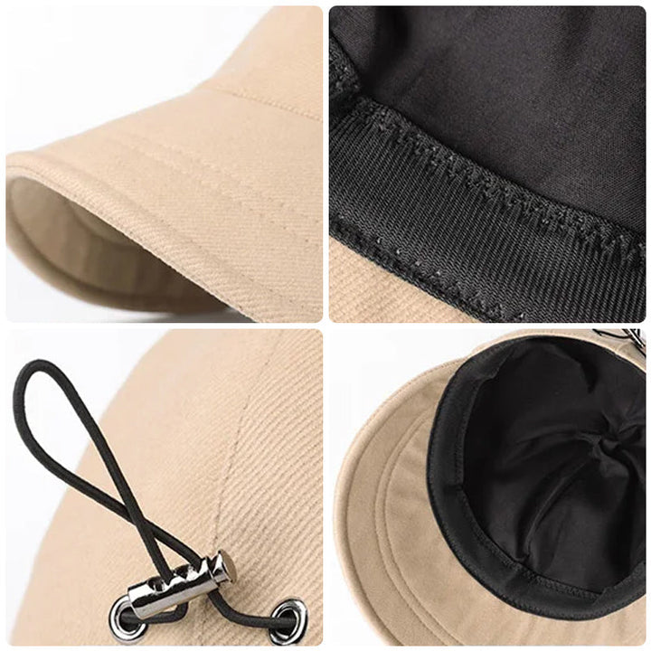 Schwarzer, stilvoller Damenhut mit UV-Schutz, faltbar und breitkrempig für vielseitige Outfits.