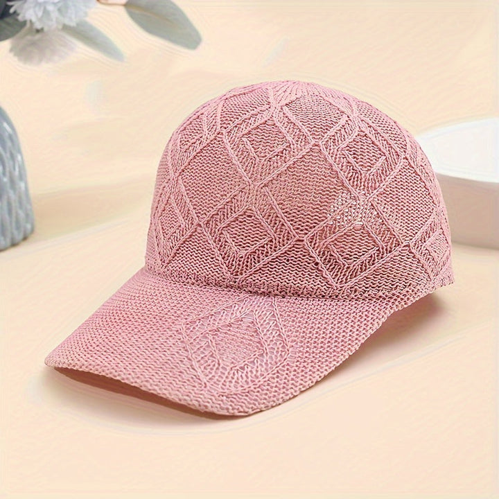 Elegante Damen Gehäkelte Sommer Baseball Cap mit Schirm. Atmungsaktiv, verstellbar, ideal für Sonnenschutz & Mode.