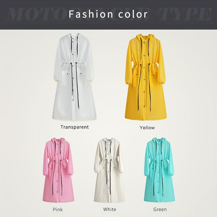 Damen-Regenmantel mit praktischer Kapuze & Langarmdesign. Wasserdichte Regenjacke für Komfort & Stil.