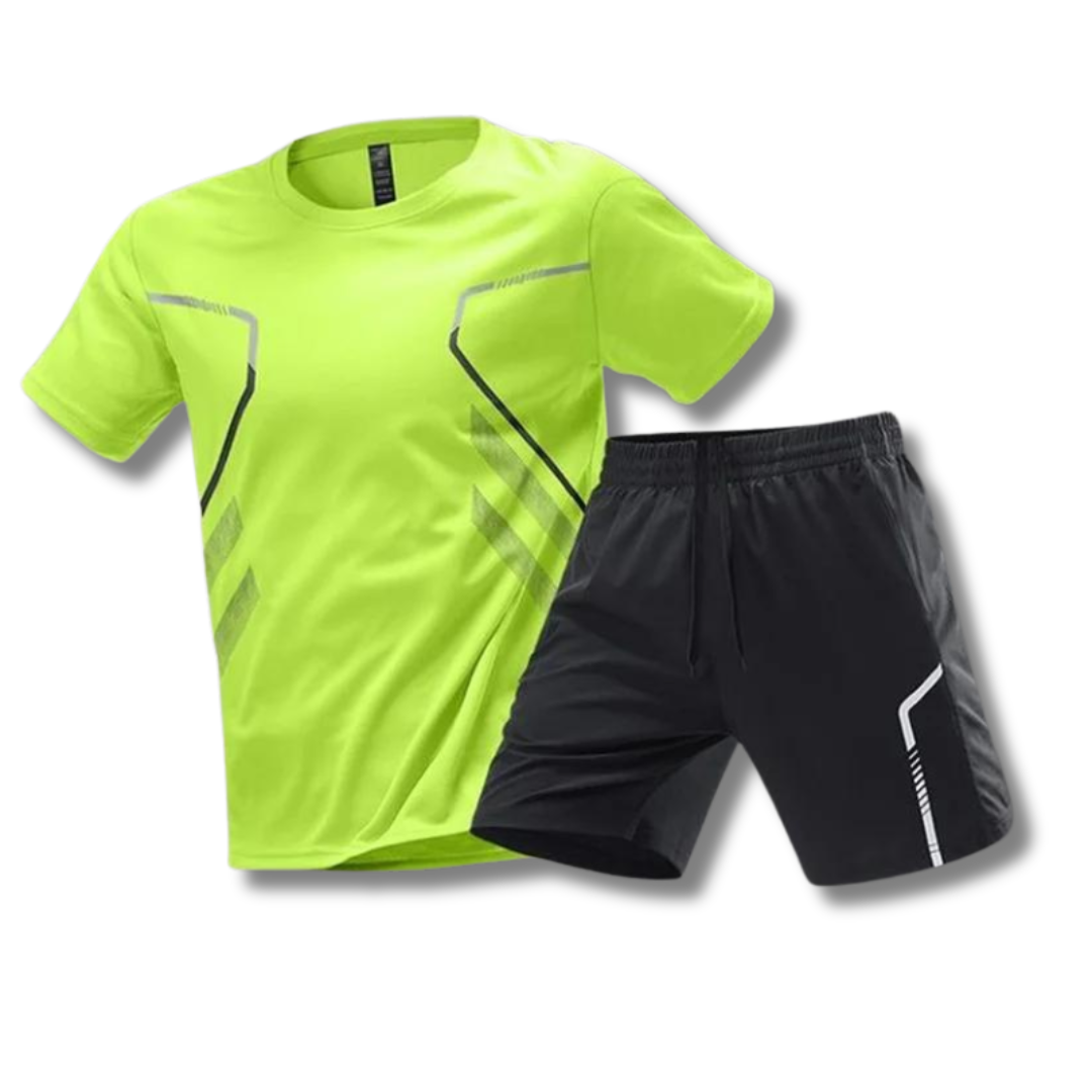 Modernes Herren Sport Set, ideal als Laufbekleidung & Fitness Bekleidung. Schnelltrocknend & sehr atmungsaktiv.