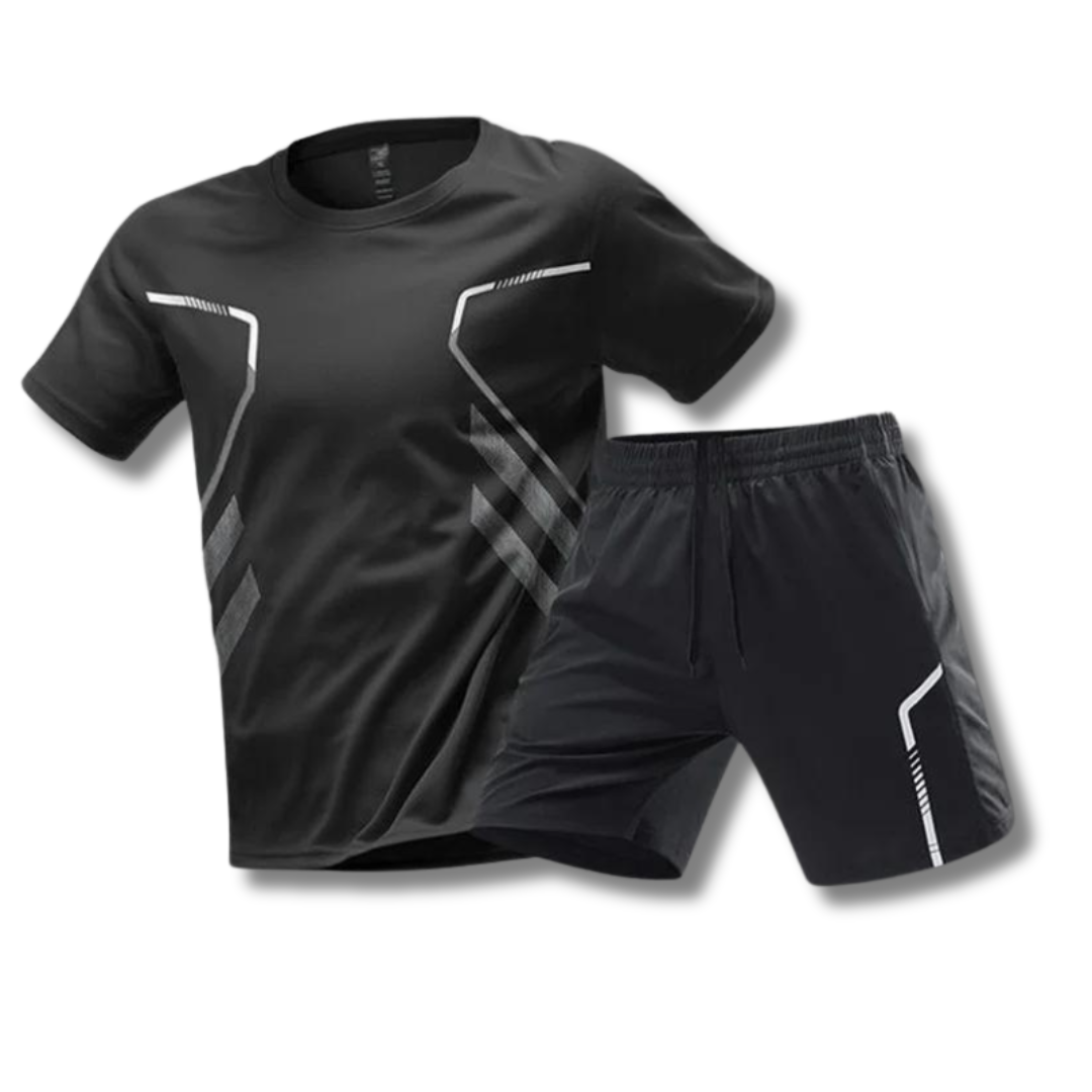 Herren Sport Set: Atmungsaktives Kurzarmoberteil & schnelltrocknende Sporthosen. Ideal für Fitness & Training.