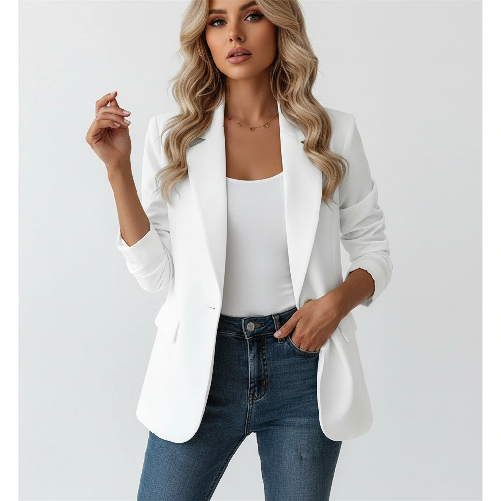 Eleganter Damen Business Blazer, tailliert geschnitten, in klassischem Schwarz. Perfekt für Büro & Freizeit.