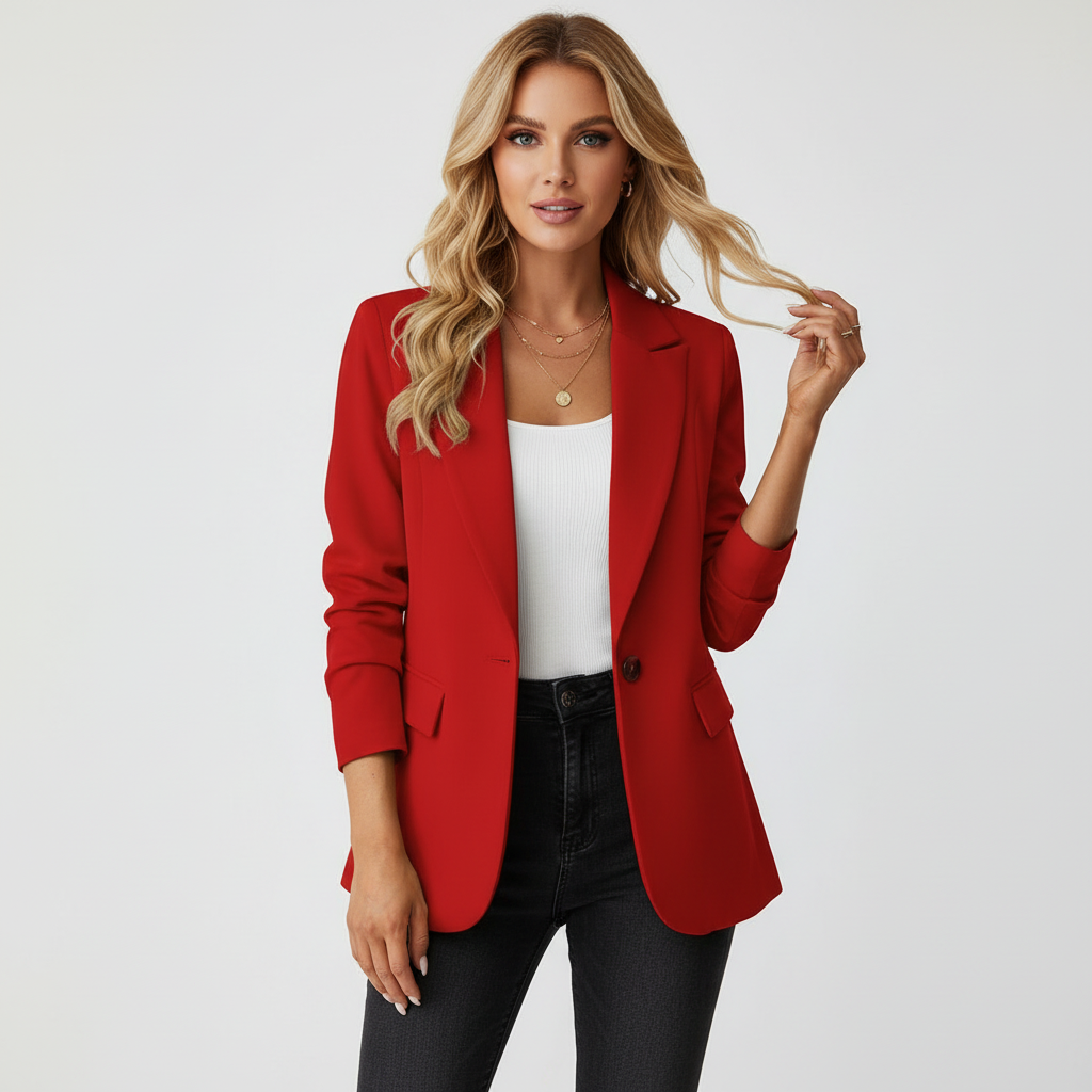 Vielseitiger Damen Business Blazer in Schwarz, tailliert. Perfekt kombinierbar für formelle Anlässe oder Freizeit.
