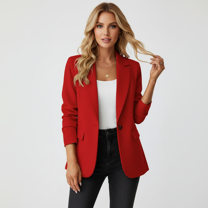 Vielseitiger Damen Business Blazer in Schwarz, tailliert. Perfekt kombinierbar für formelle Anlässe oder Freizeit.