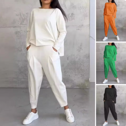 Komfortables Damen Outfit in großer Größe. Bequemes Loungewear Set für entspannte Stunden und Freizeit.