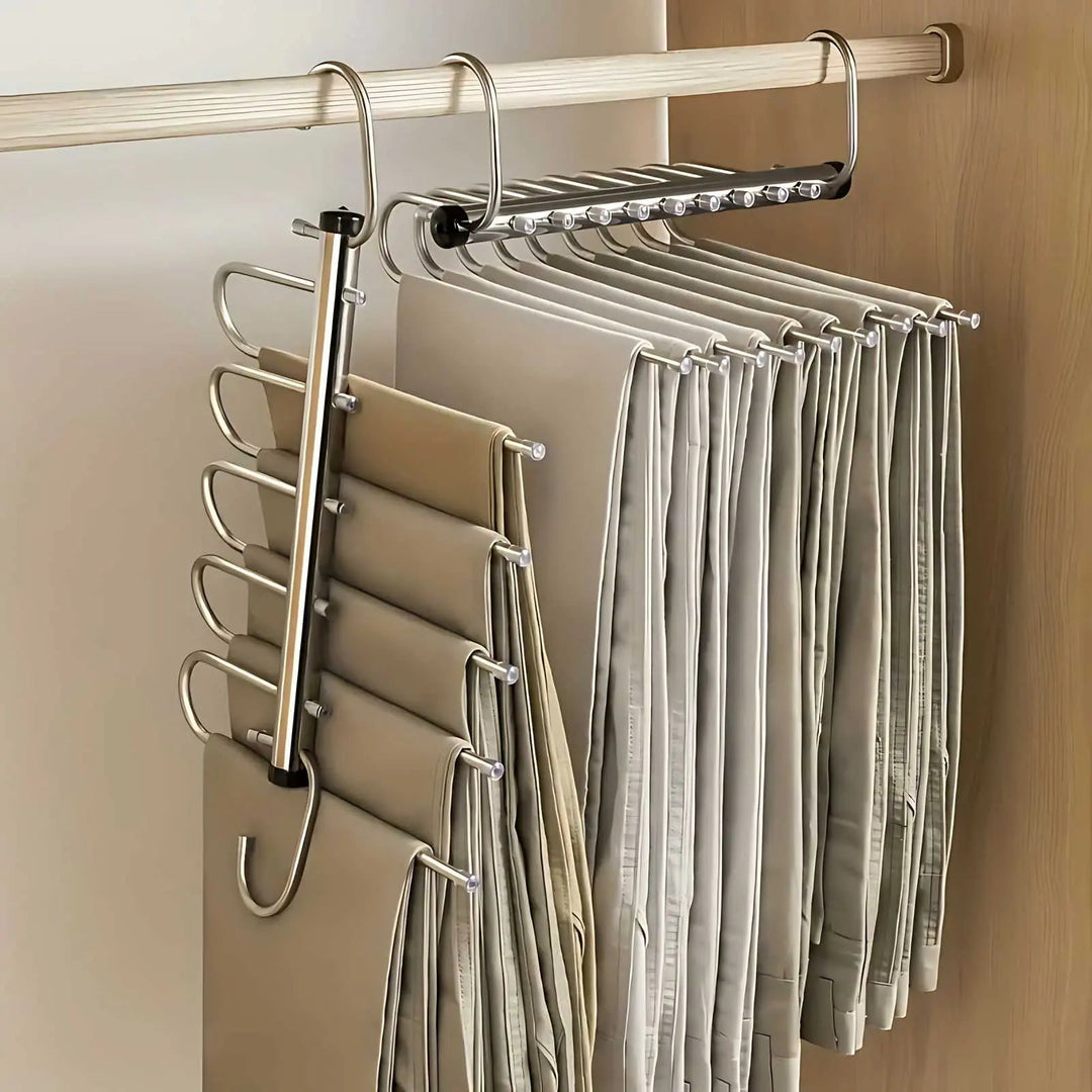 Edelstahl Kleiderschrank-Organizer: Platzsparender Kleiderbügel für Hosen, Schals, Krawatten. Ideal für Ordnung.
