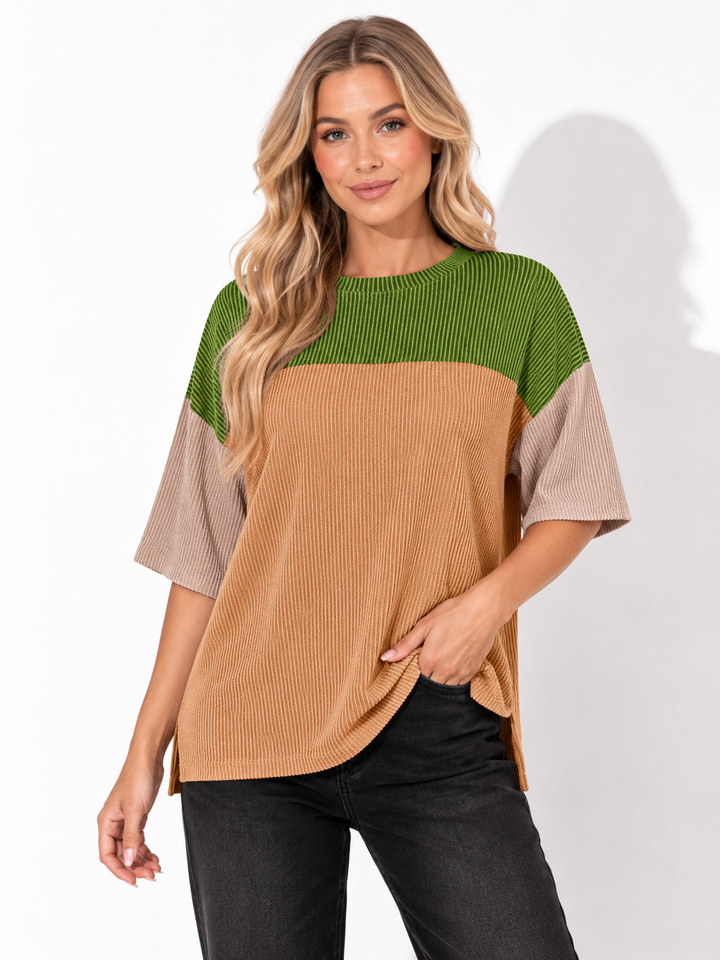 Modernes Damen Kurzarm Fashion Shirt, locker geschnitten. Bequemes Basic Oberteil für Freizeit und Alltag.